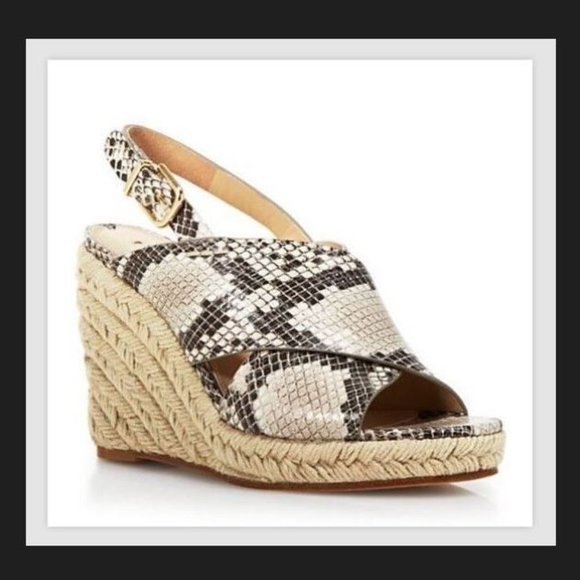 Via Spiga Women's Platform Wedge Espadrille Sandal Natural Snake Size 8.…